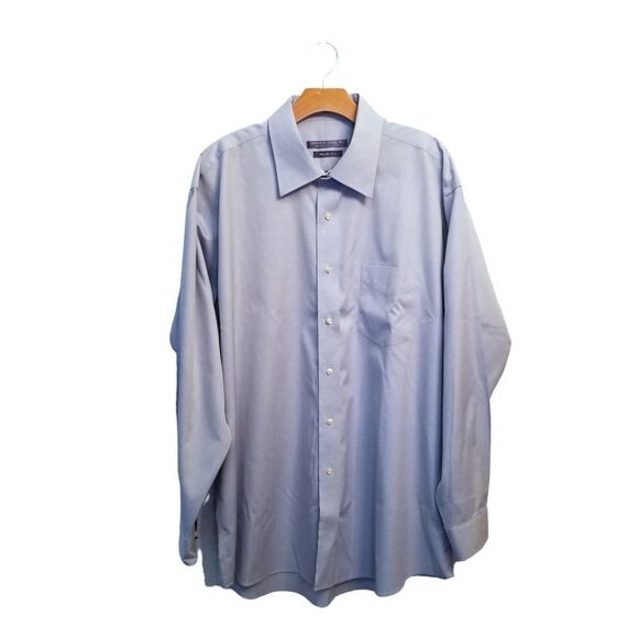 Forsyth of Canada Blue Tailored Fit Non-Iron Long Sleeve Dress Shirt 8 0281 - Picture 5 of 5